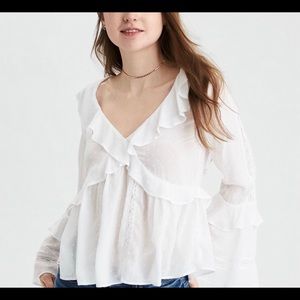 Cute white/ see through blouse!